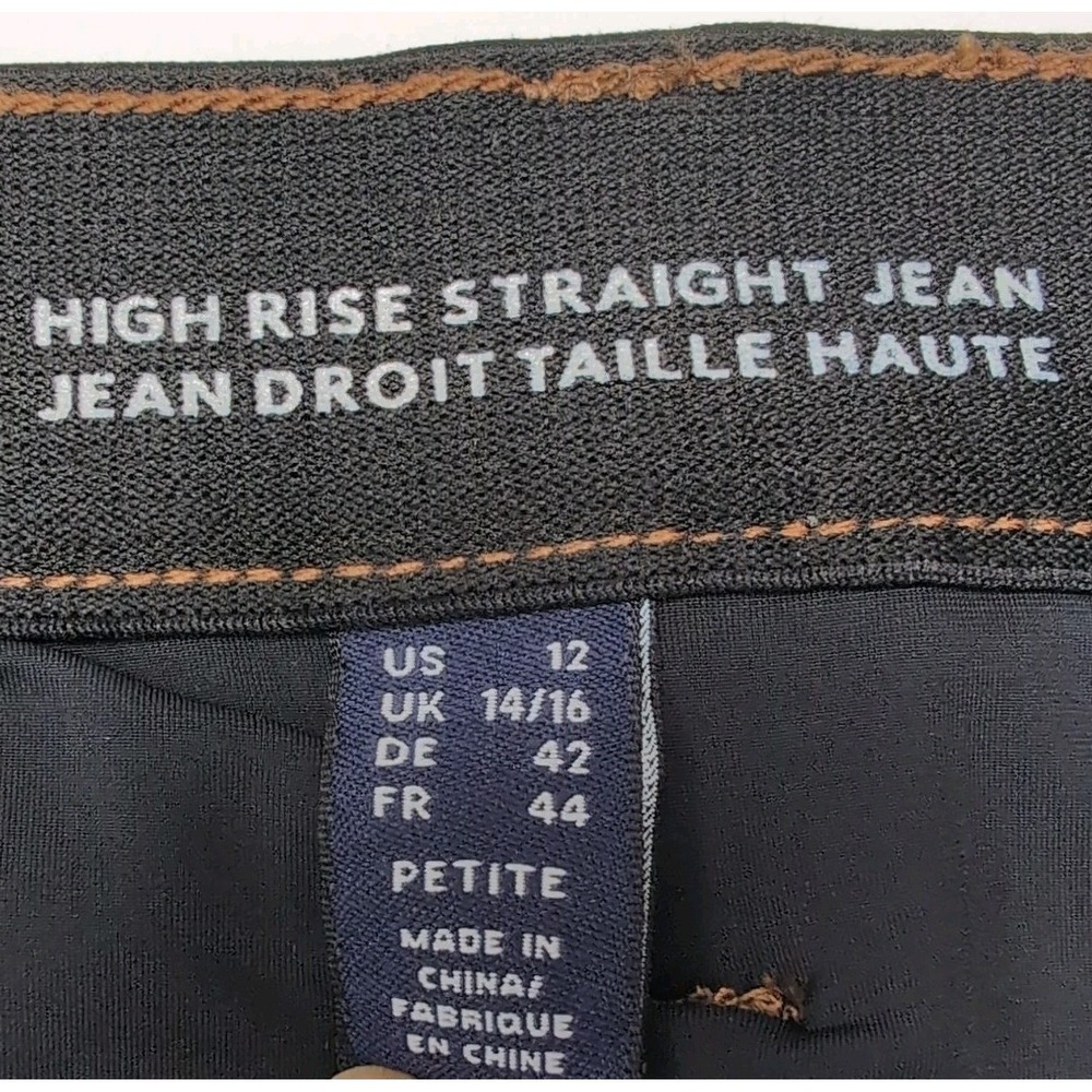 Lands' End High Rise Straight Jeans Size 12 Petite Dark Wash Indigo Stretch NEW - Picture 8 of 16